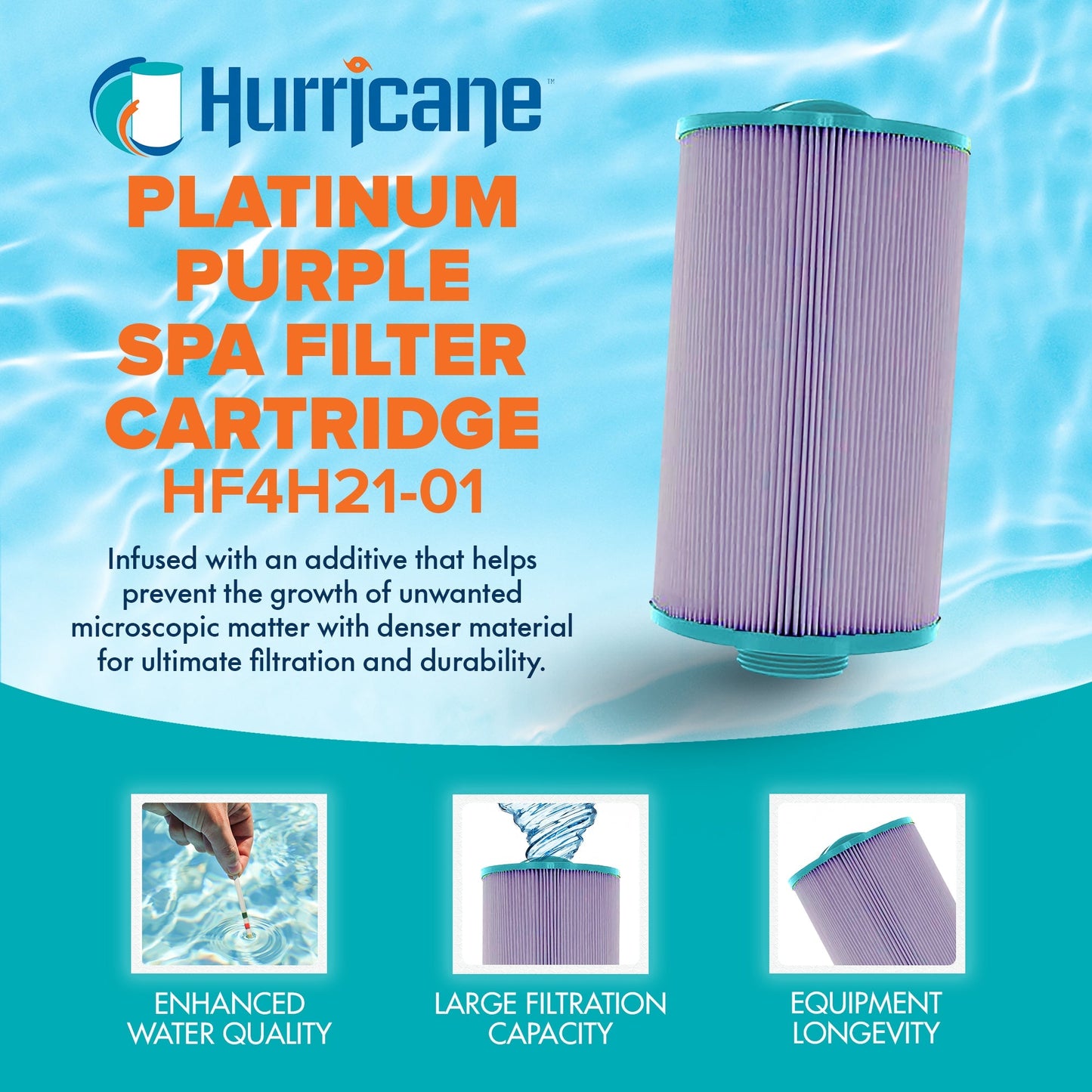 Hurricane Filters HF4H21 Platinum Purple Spa Filter Cartridge Replacement, 2 Pck