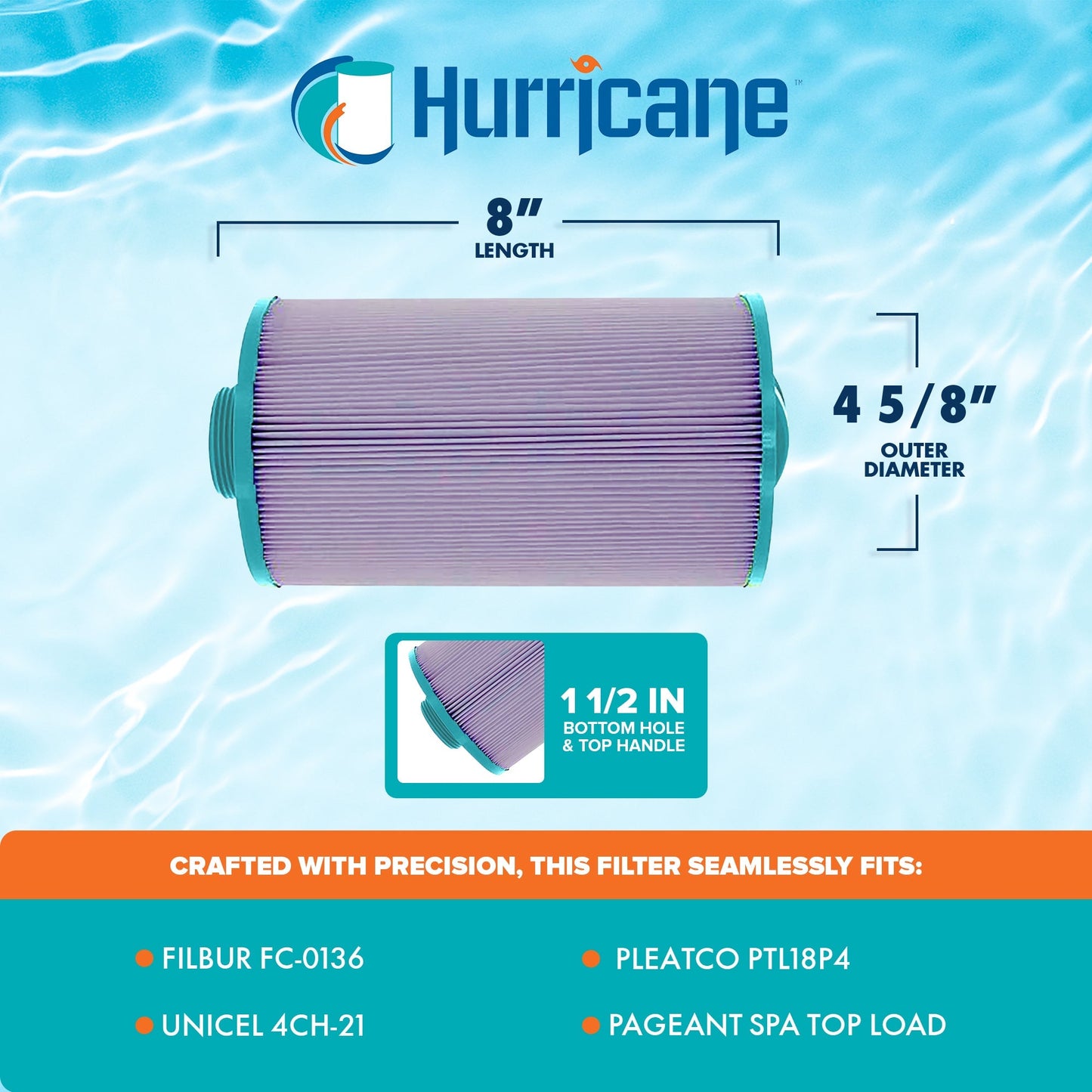 Hurricane Filters HF4H21 Platinum Purple Spa Filter Cartridge Replacement, 2 Pck