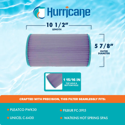 Hurricane 3 Pack HF6430-01P Platinum Purple Spa Filter Cartridge Replacement
