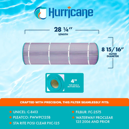 Hurricane 4 Pack HF8413-01P Platinum Purple Pool Filter Cartridge Replacement