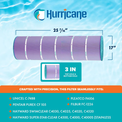 Hurricane 4 Pack HF7488-04P Platinum Purple Pool Filter Cartridge Replacement