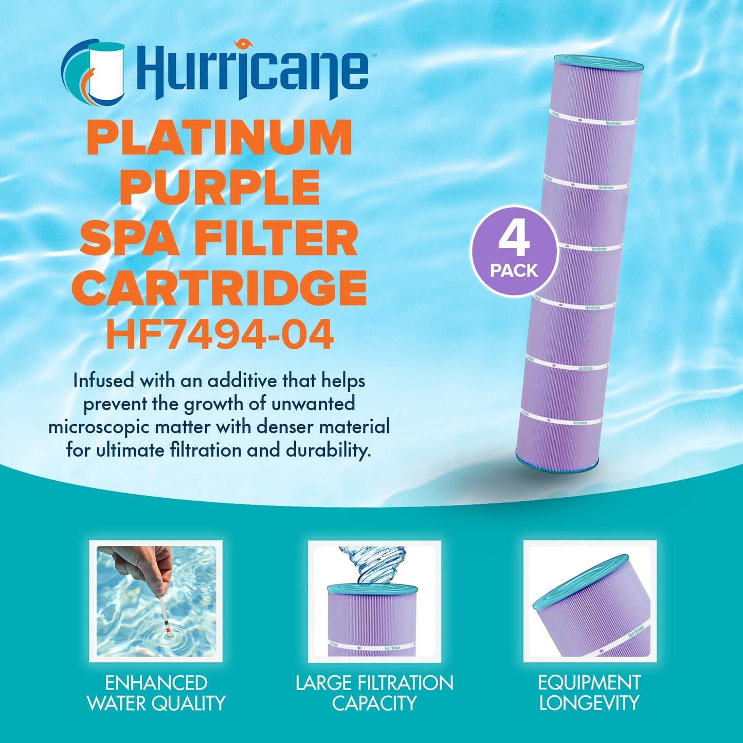 Hurricane 16 Pack HF7494-04P Purple Platinum Pool Filter Cartridge Replacement