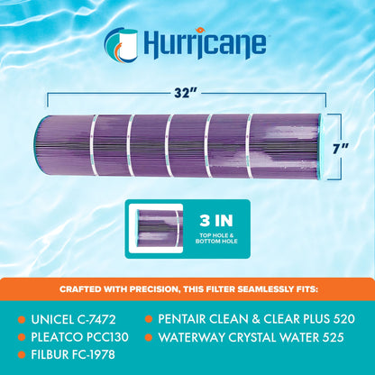 Hurricane Filters 4 Pack HF7472-04P Platinum Purple Spa Cartridge Replacement