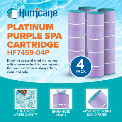 Hurricane 8 Pack HF7459-04P Platinum Purple Pool Filter Cartridge Replacement