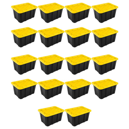 Sterilite 27 Gallon Industrial Stackable Storage Tote Lidded Containers, 18 Pack