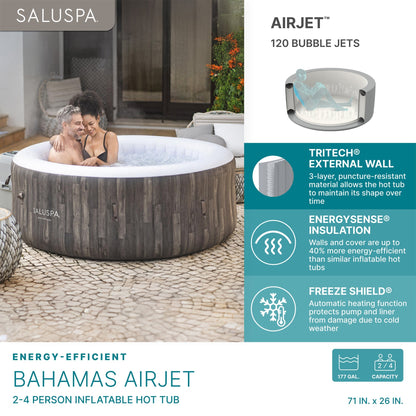 Bestway SaluSpa Bahamas 2 to 4 Person Inflatable Hot Tub, Energy-Efficient Spa