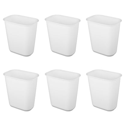Sterilite Rectangular Wastebasket 5.5 Gallon Open Top Trash Bin, 6 Pack, White