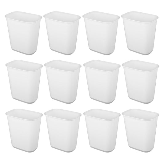 Sterilite Rectangular Wastebasket 5.5 Gallon Open Top Trash Bin, 12 Pack, White
