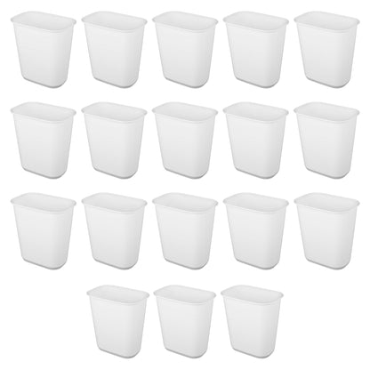 Sterilite Rectangular Wastebasket 5.5 Gallon Open Top Trash Bin, 18 Pack, White