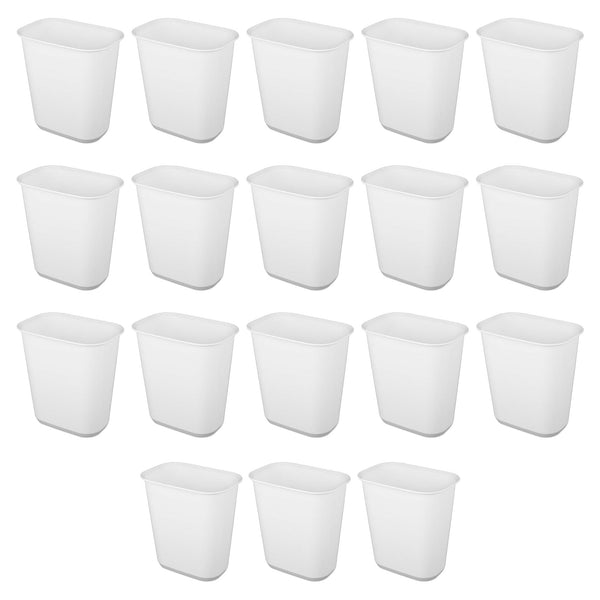 Sterilite Rectangular Wastebasket 5.5 Gallon Open Top Trash Bin, 18 Pack, White