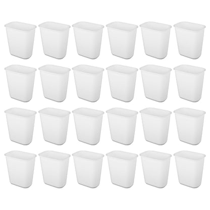 Sterilite Rectangular Wastebasket 5.5 Gallon Open Top Trash Bin, 24 Pack, White