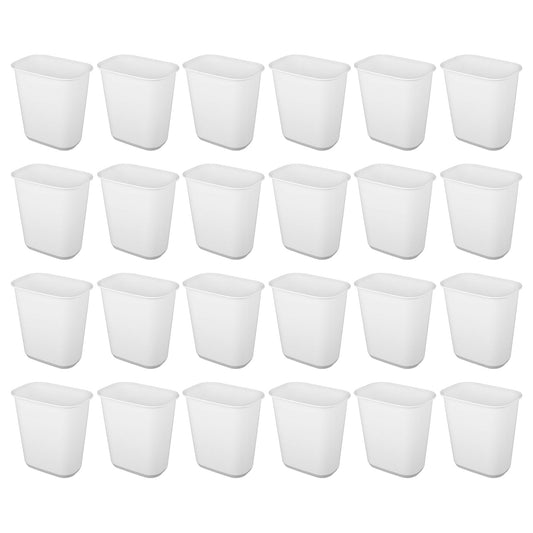 Sterilite Rectangular Wastebasket 5.5 Gallon Open Top Trash Bin, 24 Pack, White