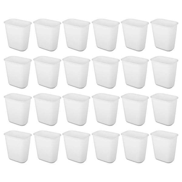 Sterilite Rectangular Wastebasket 5.5 Gallon Open Top Trash Bin, 24 Pack, White