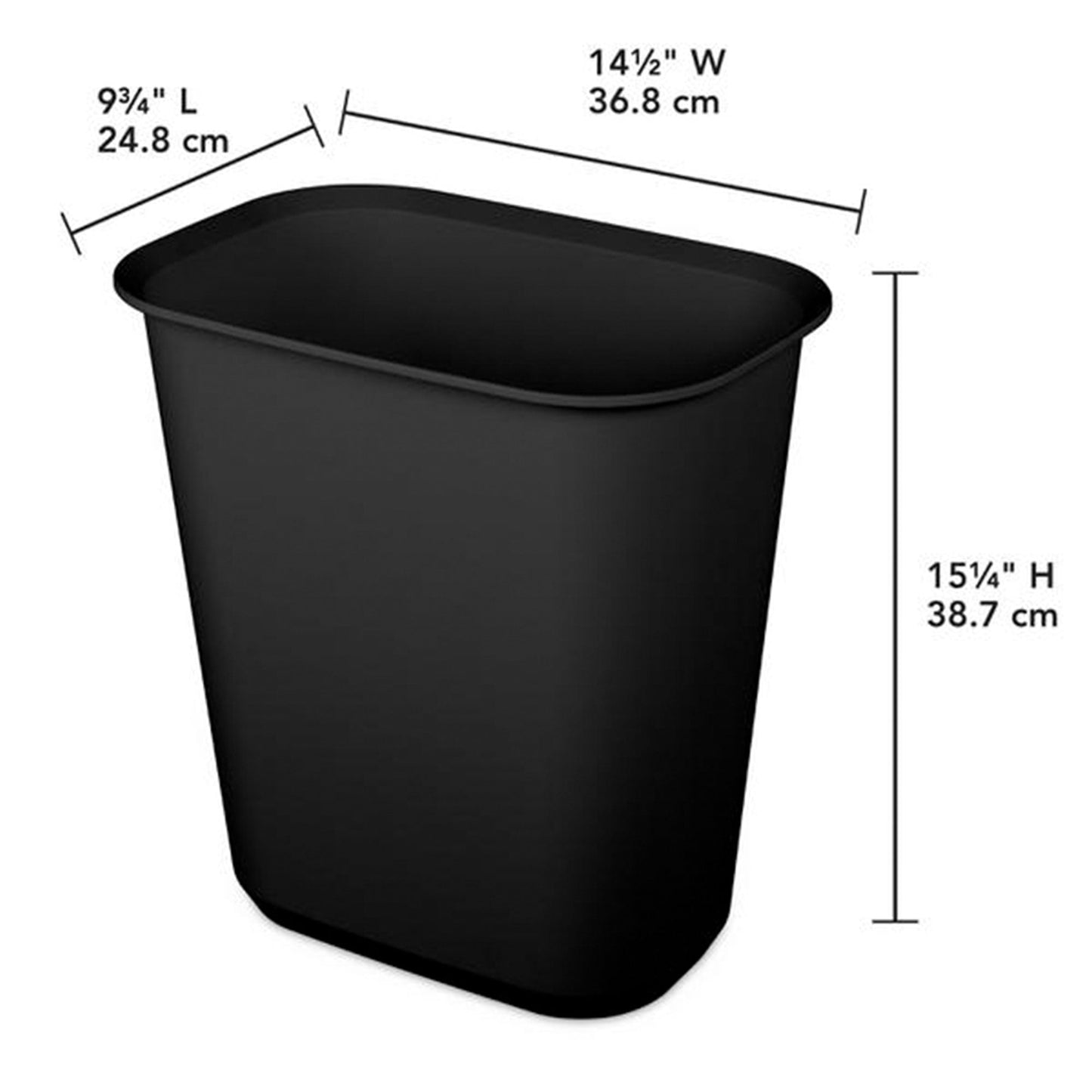 Sterilite Rectangular Wastebasket 5.5 Gallon Open Top Trash Bin, 6 Pack, Black