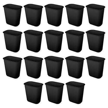 Sterilite Rectangular Wastebasket 5.5 Gallon Open Top Trash Bin, 18 Pack, Black
