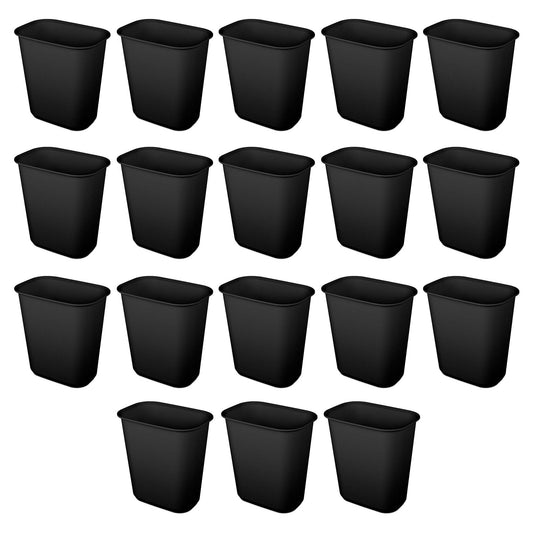 Sterilite Rectangular Wastebasket 5.5 Gallon Open Top Trash Bin, 18 Pack, Black