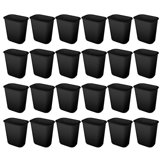 Sterilite Rectangular Wastebasket 5.5 Gallon Open Top Trash Bin, 24 Pack, Black