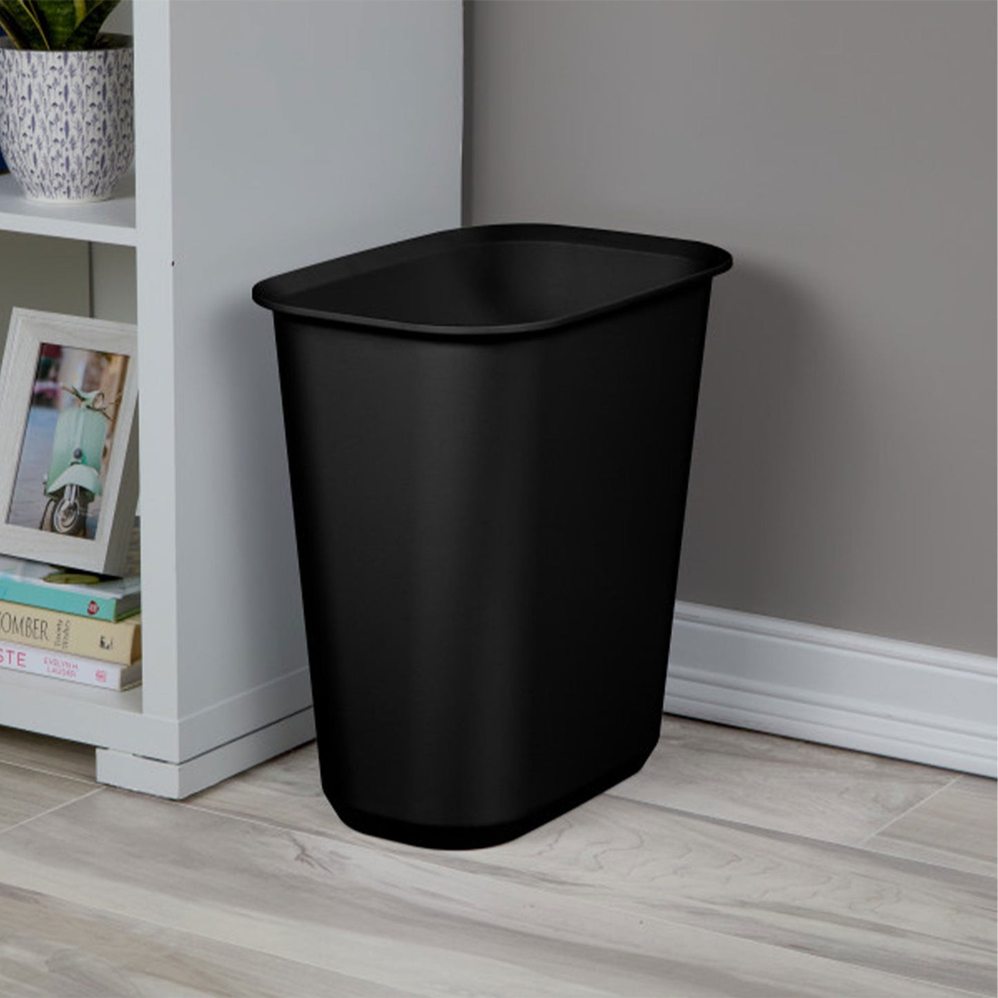 Sterilite Rectangular Wastebasket 5.5 Gallon Open Top Trash Bin, 24 Pack, Black