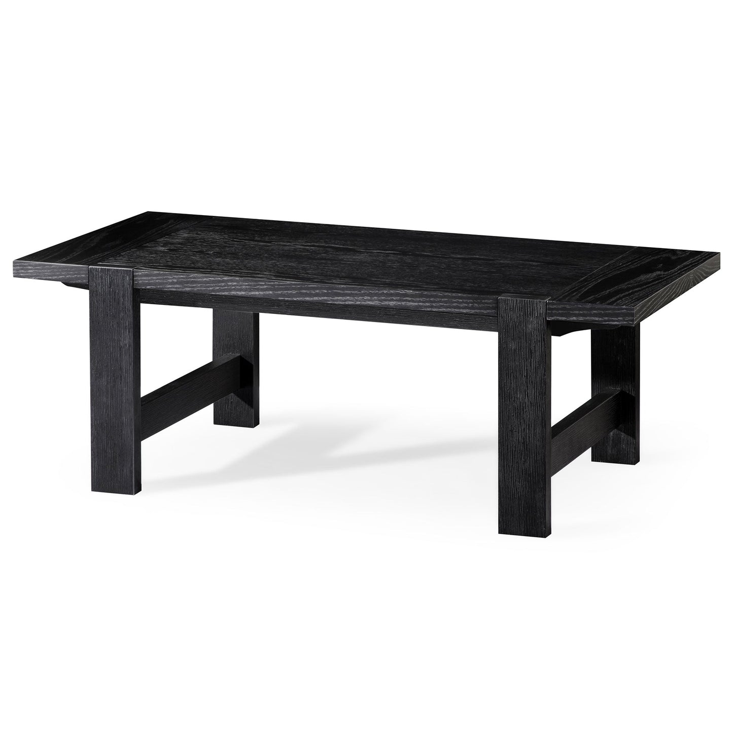 ANGELO RUSTIC RECTANGULAR WOODEN COFFEE TABLE IN AGED BLACK