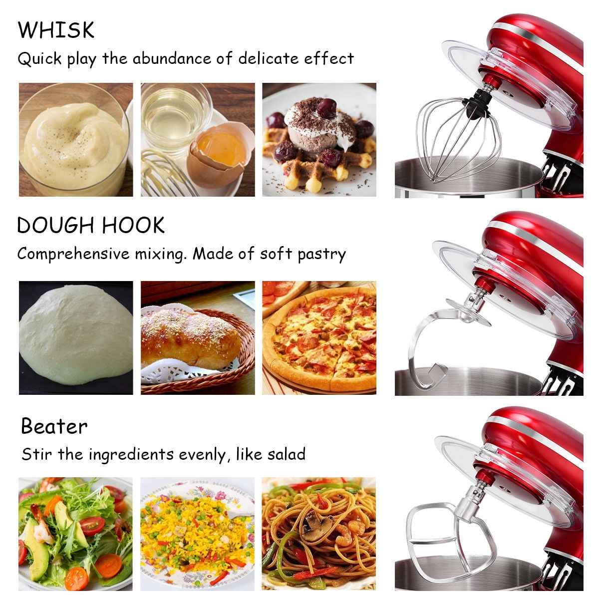 Costway Electric Food Stand Mixer 6 Speed 6.3Qt 660W Tilt-Head Stainless Steel Bowl