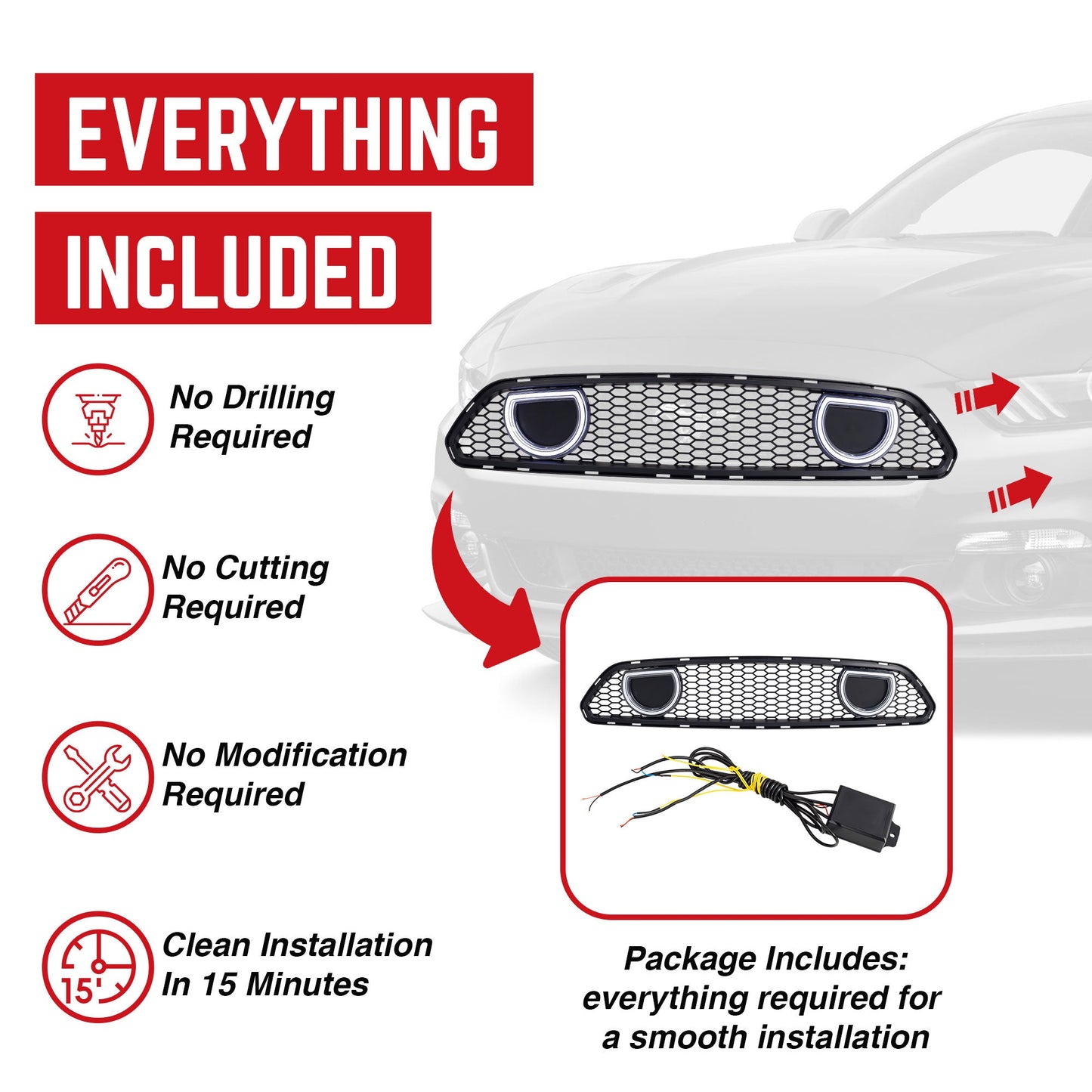 AMERICAN MODIFIED Front Grille for 2013-2014 Ford Mustang GT V6, Matte Black - Find Fresh Goods