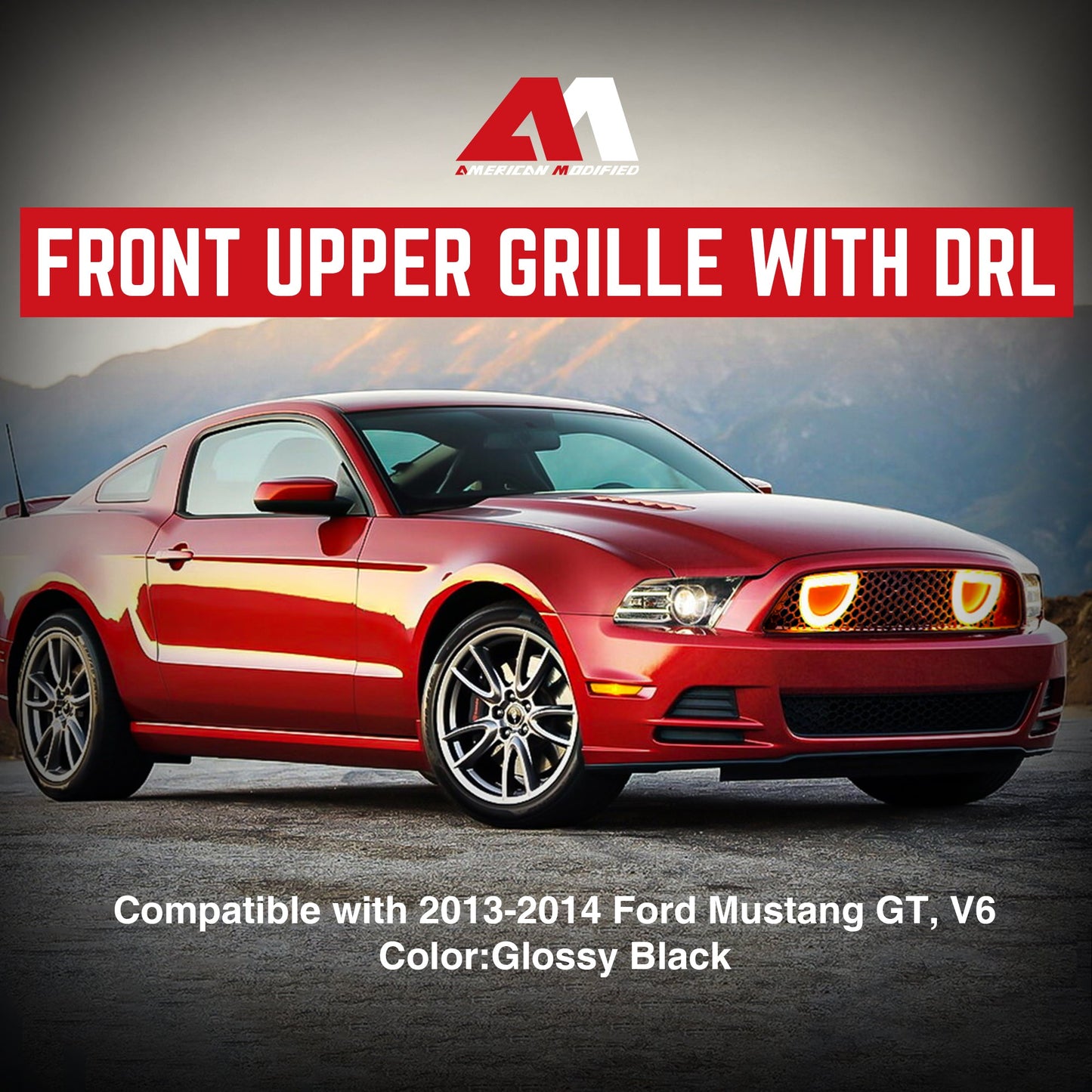 AMERICAN MODIFIED Mustang Front Upper Grille Fits 2013-2014 Ford Mustang GT V6 - Find Fresh Goods