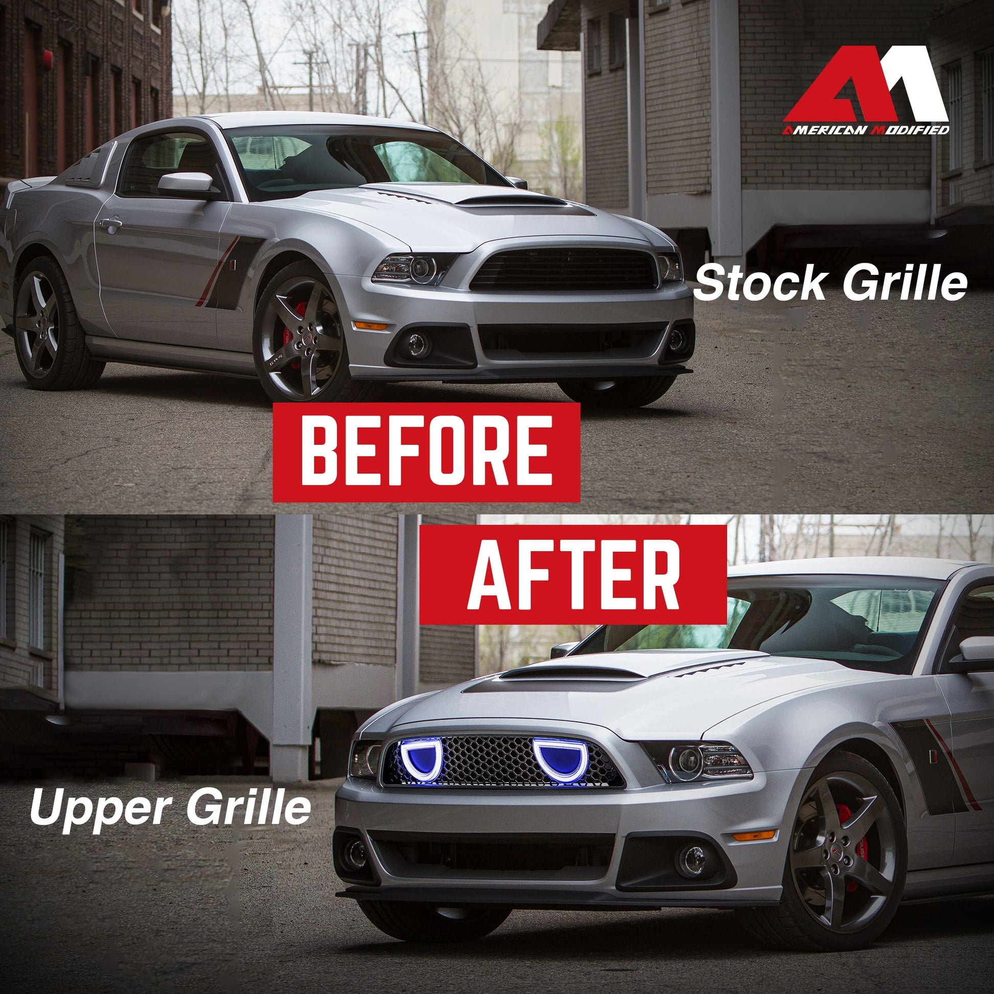 AMERICAN MODIFIED Mustang Front Upper Grille Fits 2013-2014 Ford Mustang GT V6 - Find Fresh Goods