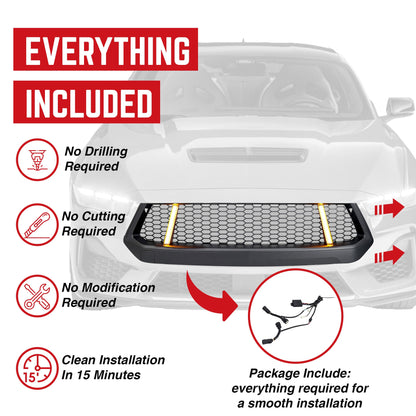 AMERICAN MODIFIED GT Style Front Grille w/LED DRL for 2024+ Mustang EcoBoost/GT - Find Fresh Goods