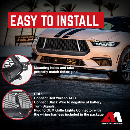 AMERICAN MODIFIED GT Style Front Grille w/LED DRL for 2024+ Mustang EcoBoost/GT - Find Fresh Goods