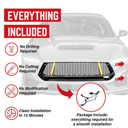 AMERICAN MODIFIED GT Style Front Grille w/LED DRL for 2024+ Mustang EcoBoost/GT - Find Fresh Goods