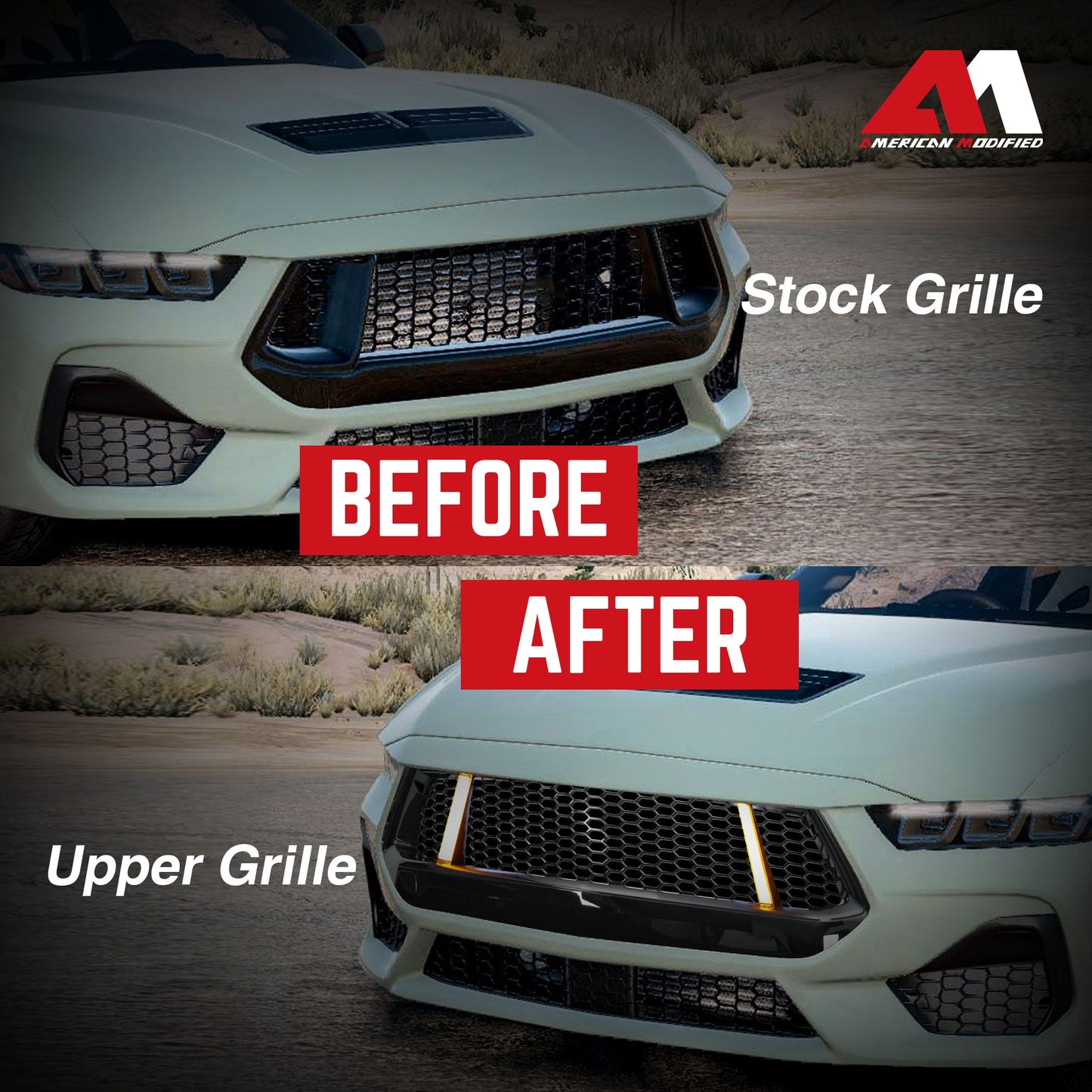 AMERICAN MODIFIED GT Style Front Grille w/LED DRL for 2024+ Mustang EcoBoost/GT - Find Fresh Goods
