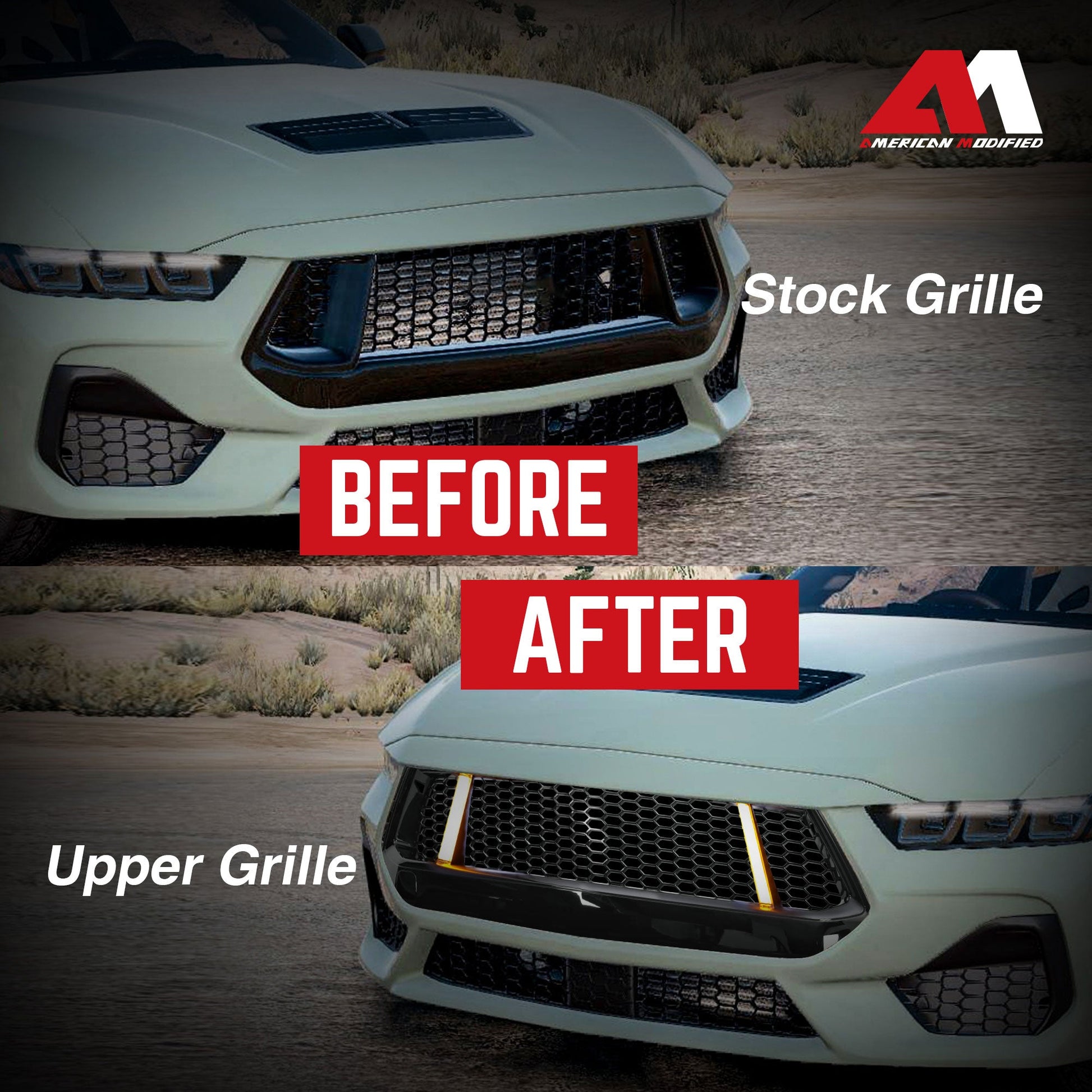 AMERICAN MODIFIED GT Style Front Grille w/LED DRL for 2024+ Mustang EcoBoost/GT - Find Fresh Goods