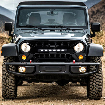 AMERICAN MODIFIED Armor Grille w/Off-Road Lights, 07-18 Jeep Wrangler JK, Black - Find Fresh Goods