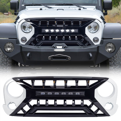 AMERICAN MODIFIED Armor Grille w/Off-Road Lights, 07-18 Jeep Wrangler JK, White - Find Fresh Goods
