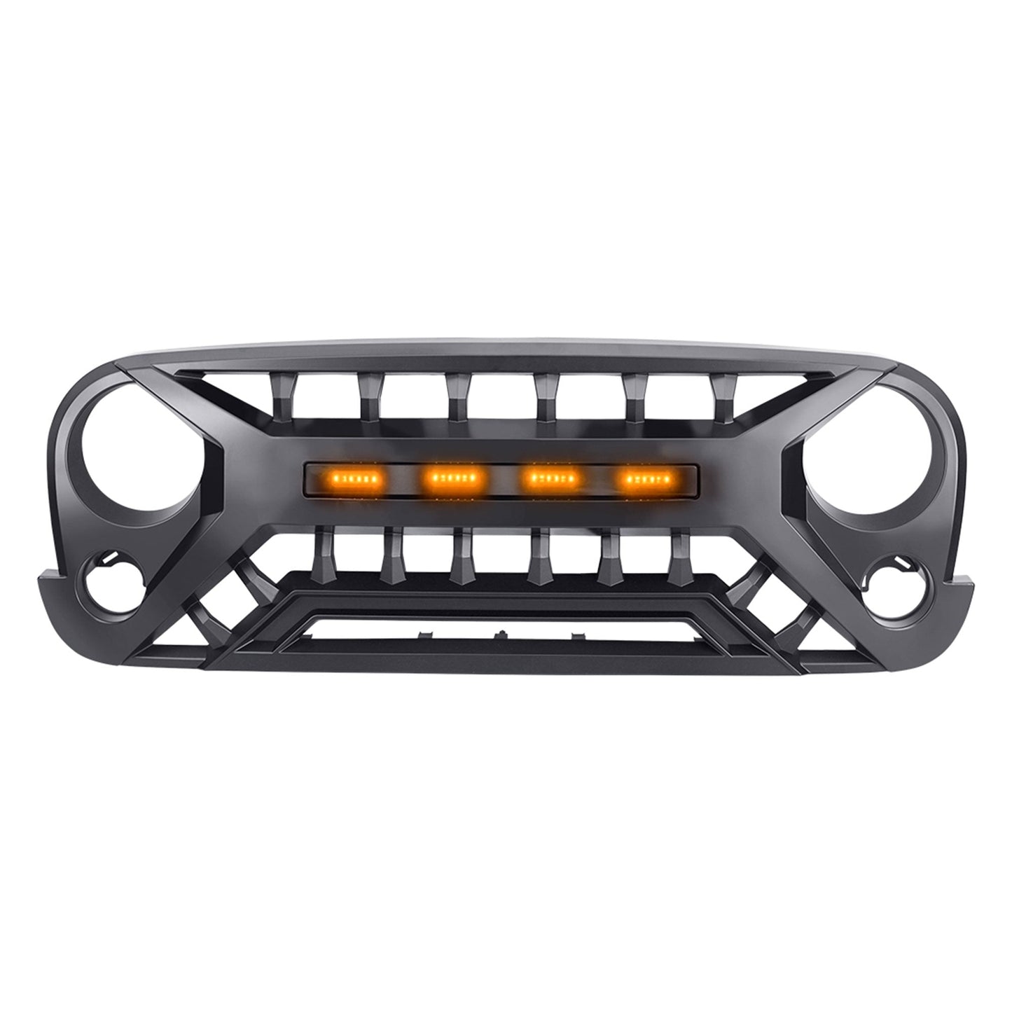 AMERICAN MODIFIED Armor Grille with Amber Lights, 07-08 Jeep Wrangler JK, Black - Find Fresh Goods