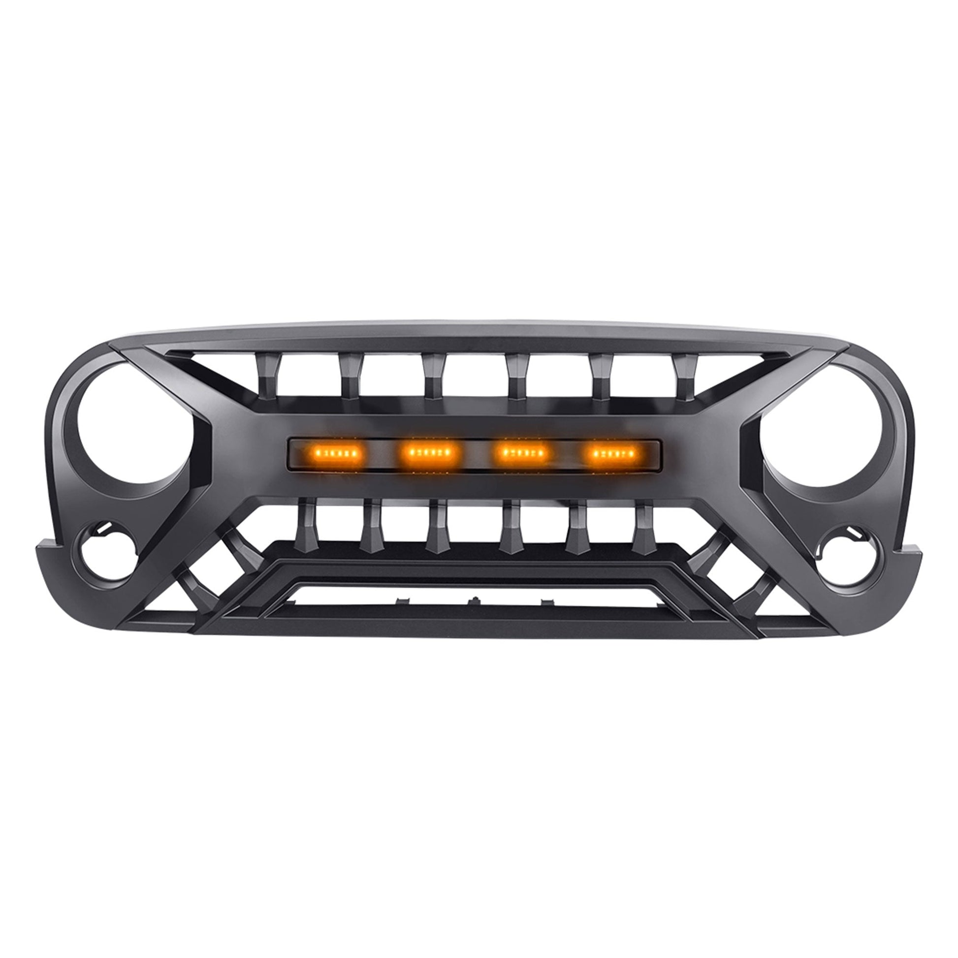 AMERICAN MODIFIED Armor Grille with Amber Lights, 07-08 Jeep Wrangler JK, Black - Find Fresh Goods