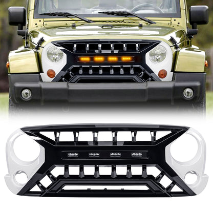 AMERICAN MODIFIED Armor Grille 07-18 Jeep Wrangler JK w/ Amber LED, White/Black - Find Fresh Goods