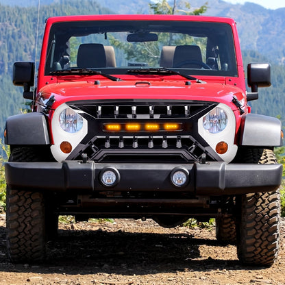 AMERICAN MODIFIED Armor Grille 07-18 Jeep Wrangler JK w/ Amber LED, White/Black - Find Fresh Goods