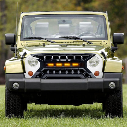 AMERICAN MODIFIED Armor Grille 07-18 Jeep Wrangler JK w/ Amber LED, White/Black - Find Fresh Goods