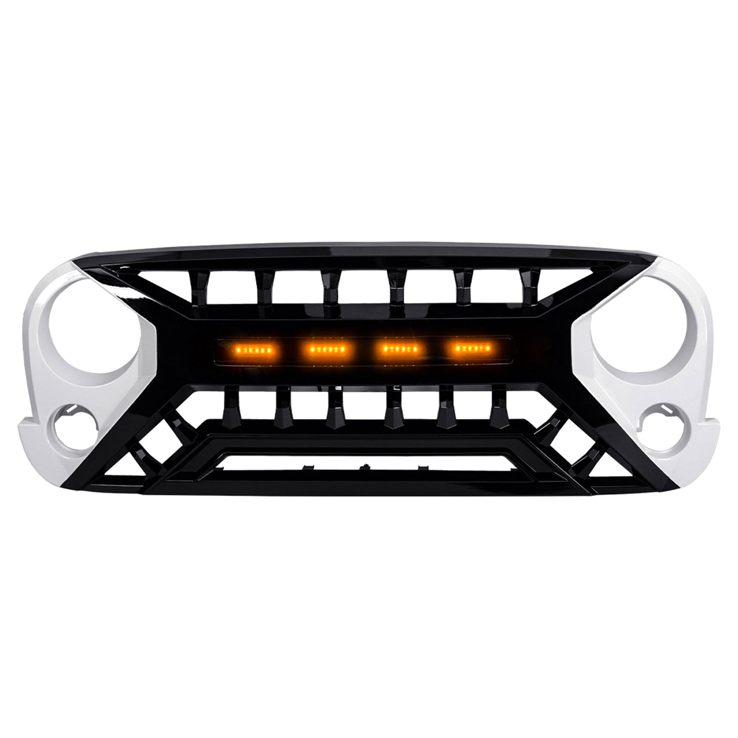 AMERICAN MODIFIED Armor Grille 07-18 Jeep Wrangler JK w/ Amber LED, White/Black - Find Fresh Goods