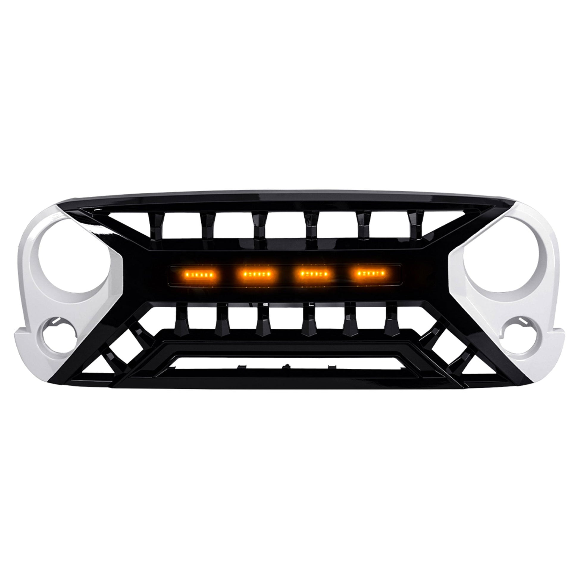 AMERICAN MODIFIED Armor Grille 07-18 Jeep Wrangler JK w/ Amber LED, White/Black - Find Fresh Goods