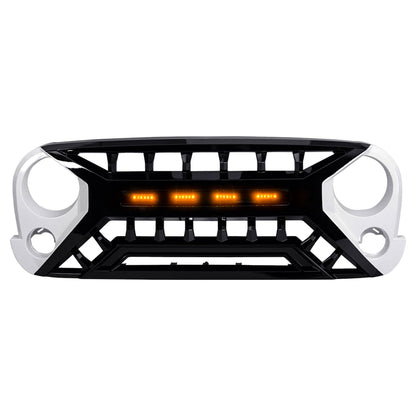 AMERICAN MODIFIED Armor Grille 07-18 Jeep Wrangler JK w/ Amber LED, White/Black - Find Fresh Goods