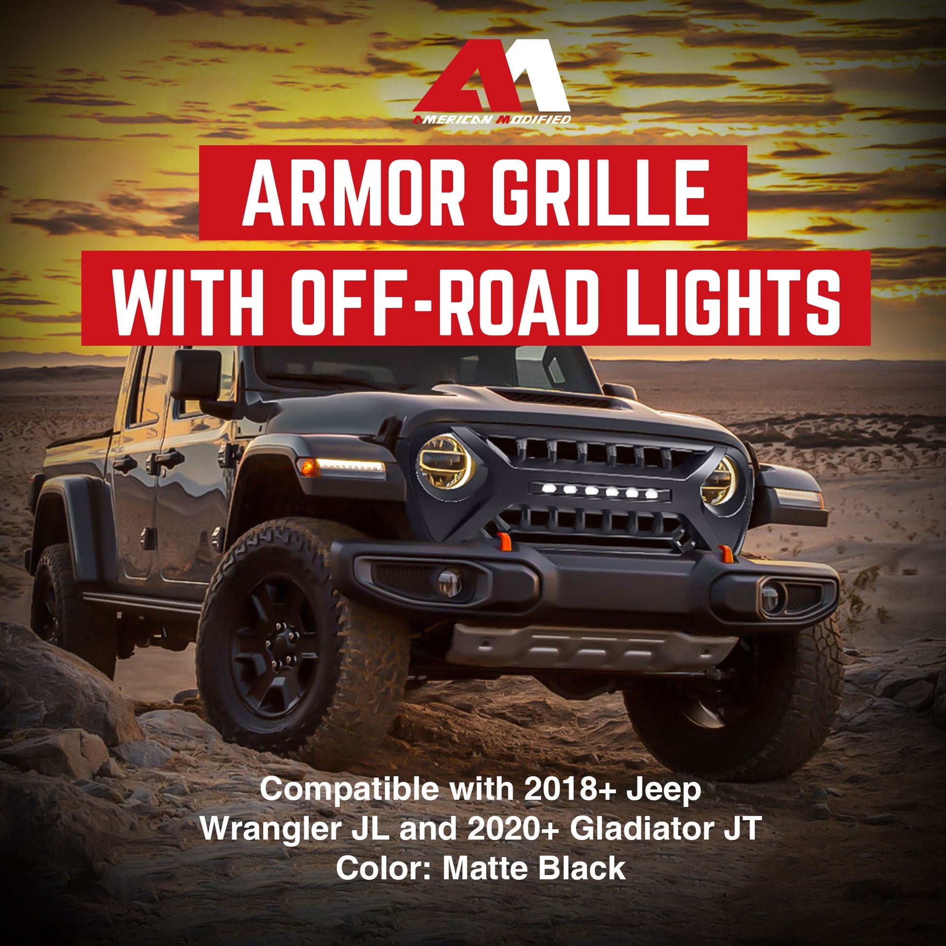 AMERICAN MODIFIED Grille w/Lights for 2018-2023 Jeep Wrangler JL & Gladiator JT - Find Fresh Goods