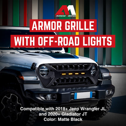 AMERICAN MODIFIED Grille w/Lights for 2018-2023 Jeep Wrangler JL & Gladiator JT - Find Fresh Goods