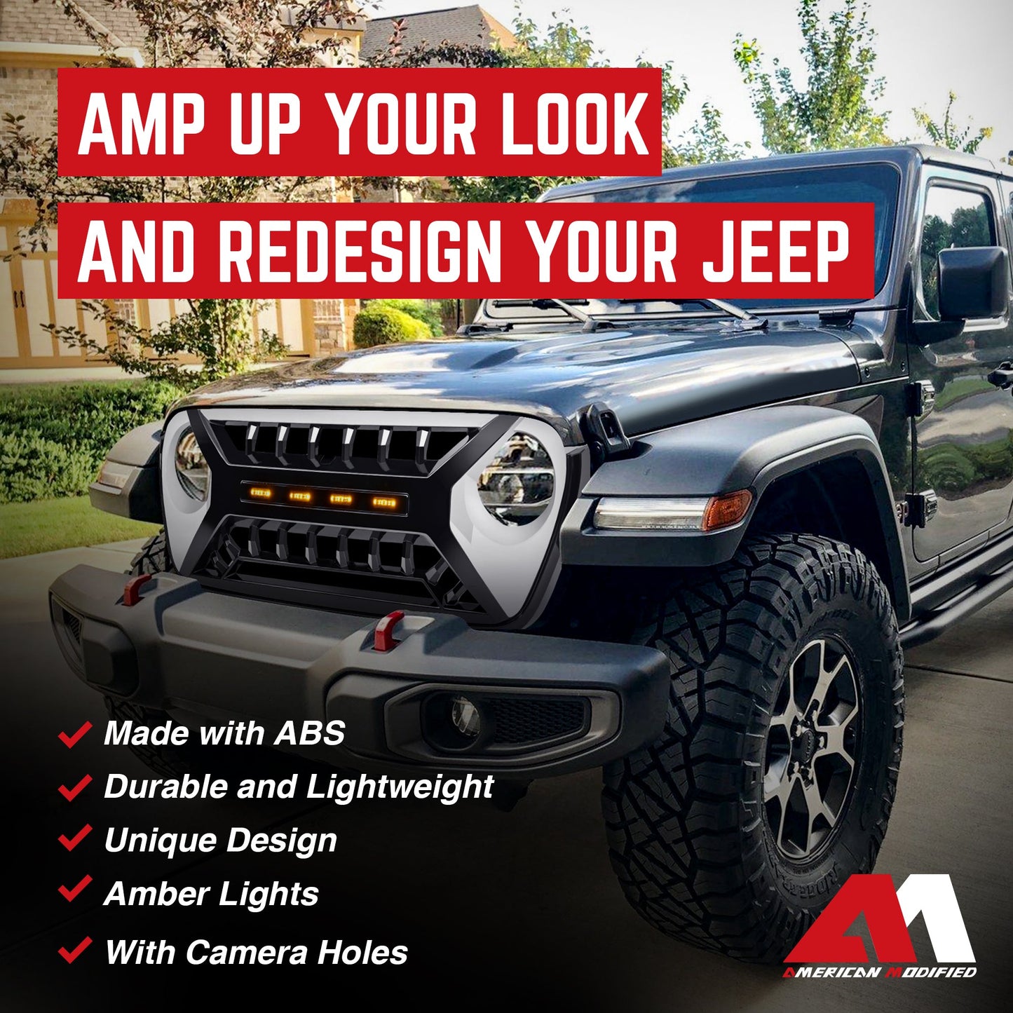 AMERICAN MODIFIED Grille w/Lights for 2018-2023 Jeep Wrangler JL & Gladiator JT - Find Fresh Goods