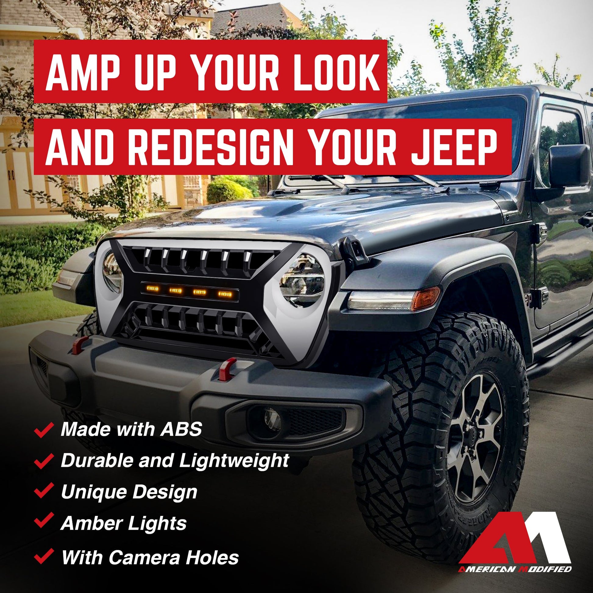 AMERICAN MODIFIED Grille w/Lights for 2018-2023 Jeep Wrangler JL & Gladiator JT - Find Fresh Goods