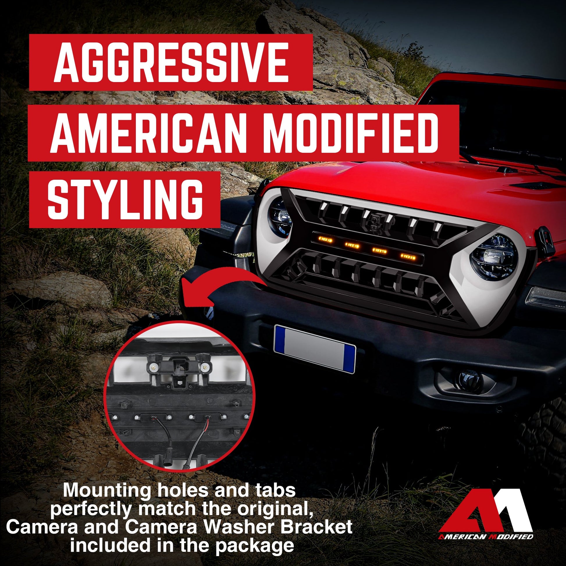 AMERICAN MODIFIED Grille w/Lights for 2018-2023 Jeep Wrangler JL & Gladiator JT - Find Fresh Goods