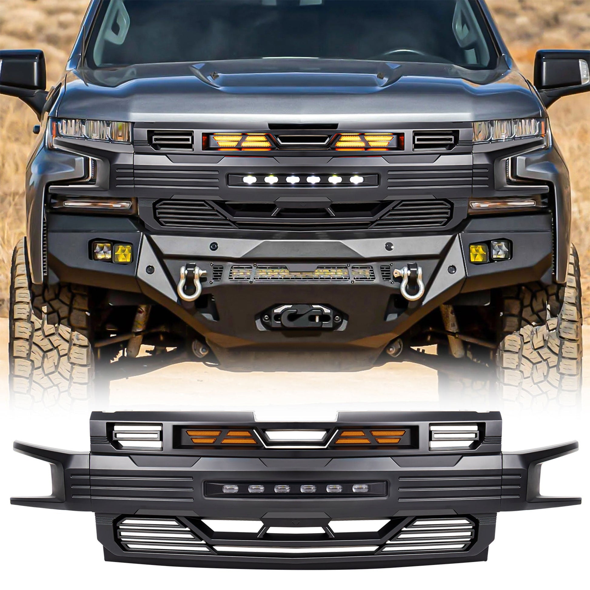 AMERICAN MODIFIED Armor Grille for 2019-2021 Chevy Silverado 1500, Matte Black - Find Fresh Goods