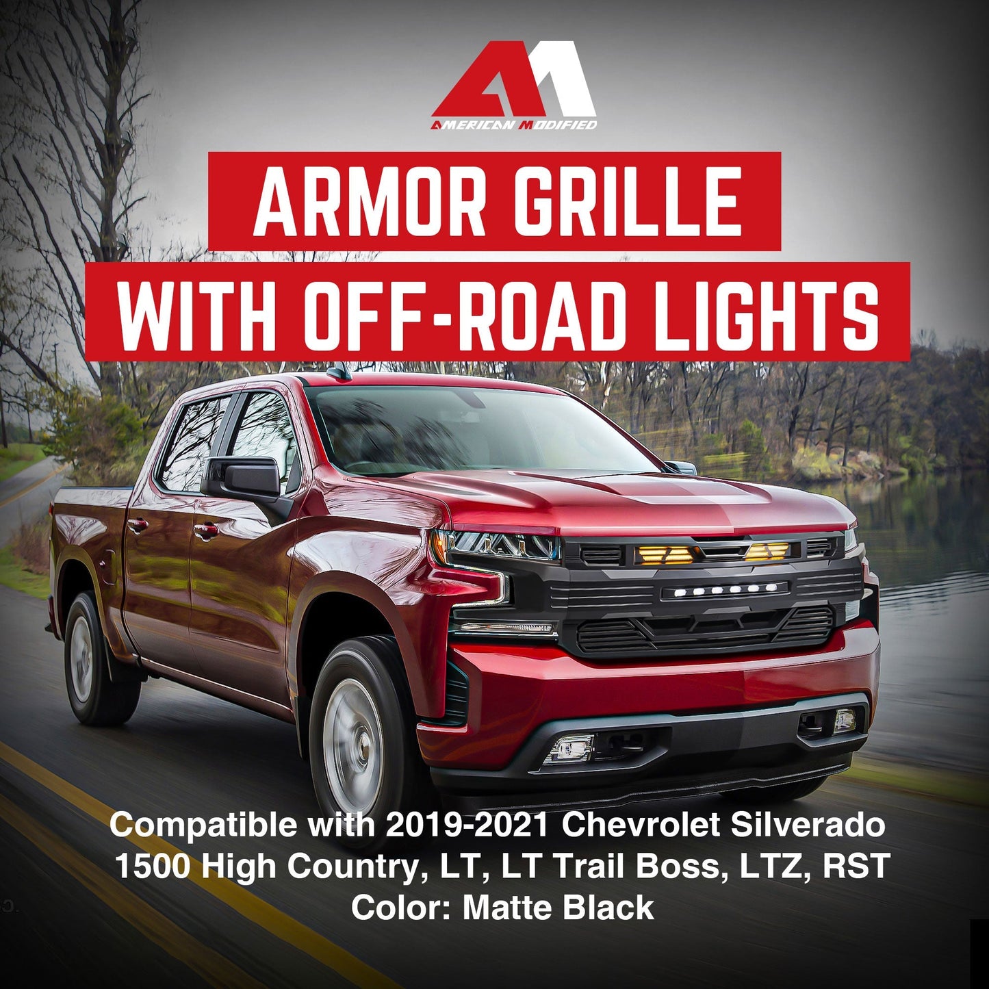 AMERICAN MODIFIED Armor Grille for 2019-2021 Chevy Silverado 1500, Matte Black - Find Fresh Goods