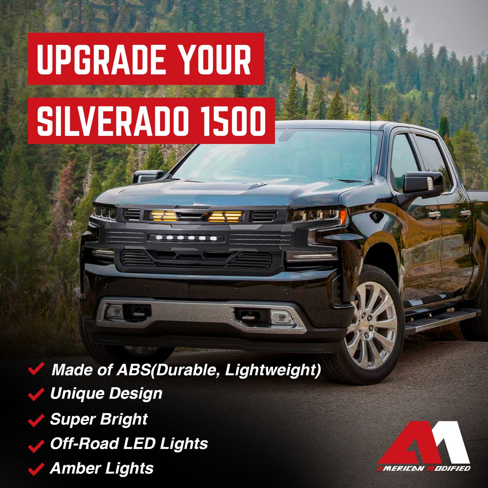 AMERICAN MODIFIED Armor Grille for 2019-2021 Chevy Silverado 1500, Matte Black - Find Fresh Goods